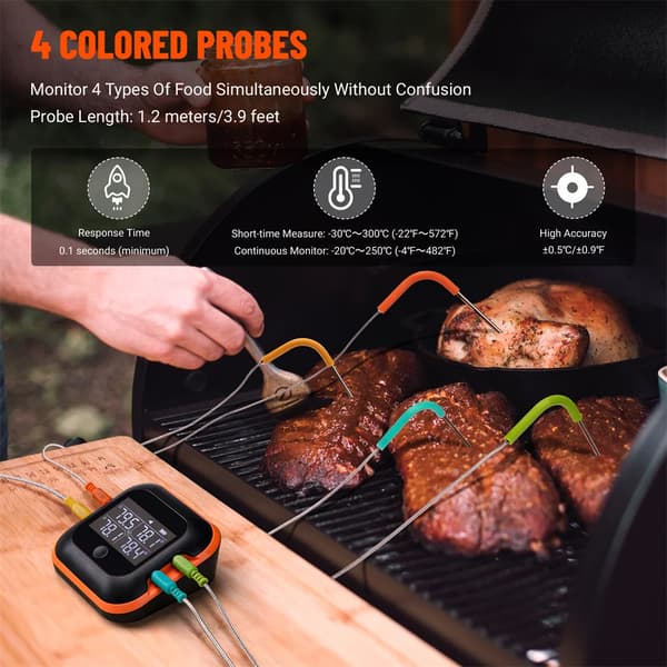 BBQ-termometer, Bluetooth-forbindelse, flere prober,Som billede