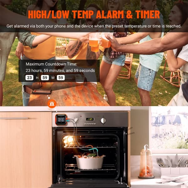 BBQ-termometer, Bluetooth-forbindelse, flere prober,Som billede
