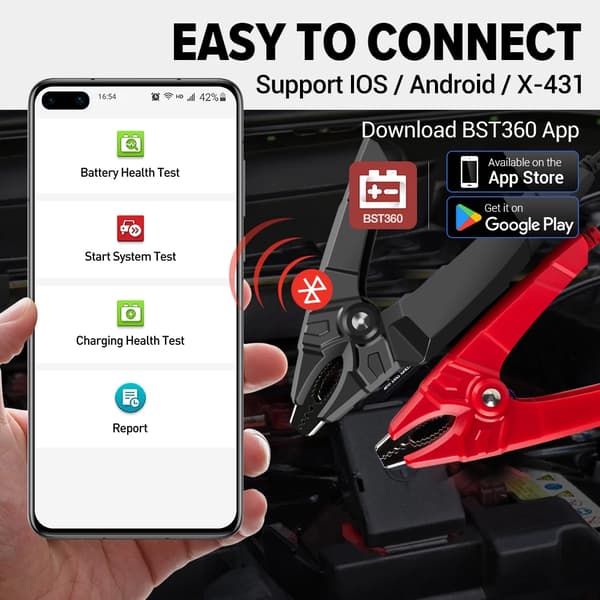 Batteritesteren, Bluetooth-forbindelse, Flere testfunktioner,BST360