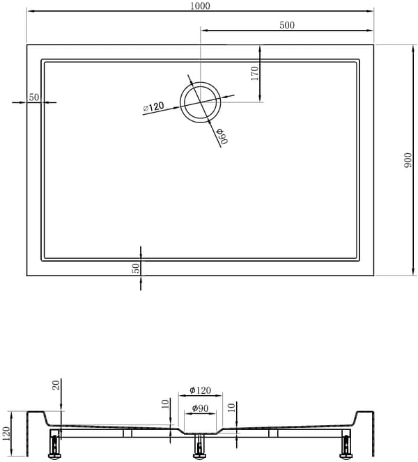 Mexen Flow+ rektangulär duschbricka 100 x 90 cm, vit glans - 46R109010H