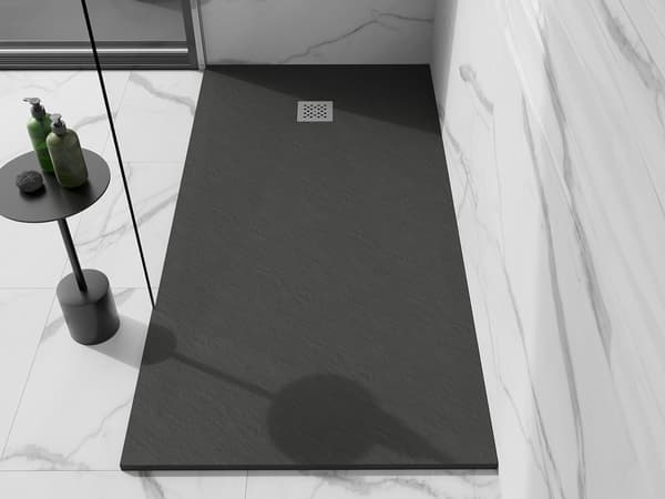 Mexen Stone+ rektangulær kompositbruser 200 x 90 cm, antracit - 44719020