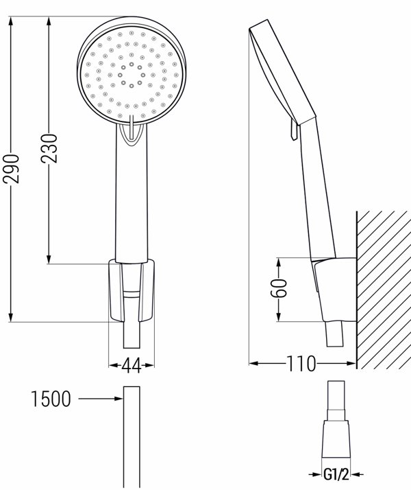 Mexen Pecos R75 badekarssæt, sort - 72703R75-70