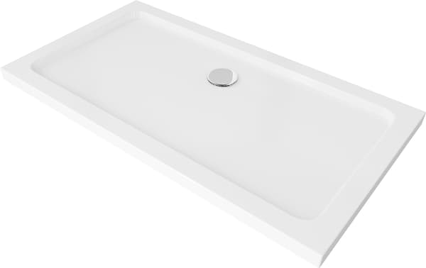 Mexen Flat rektangulär duschkar slim 140 x 70 cm, vit, krom avlopp - 40107014