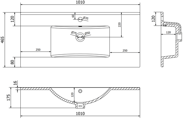 Mexen Atena nedfældet vask 101 x 46 cm, sort mat - 25011070