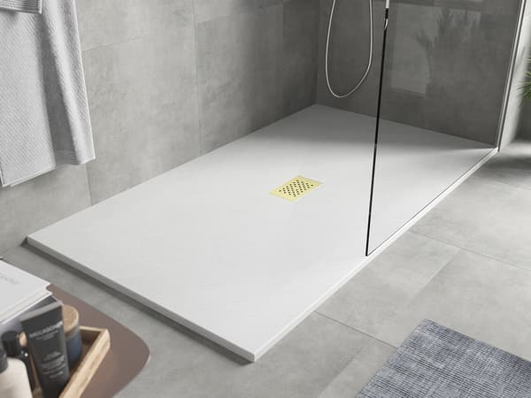 Mexen Hugo rektangulär duschkar SMC 180 x 100 cm, vit, guld lock - 42101018-G