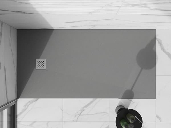 Mexen Stone+ rektangulær kompositbruserbakke 160 x 70 cm, grå-beton - 44617016