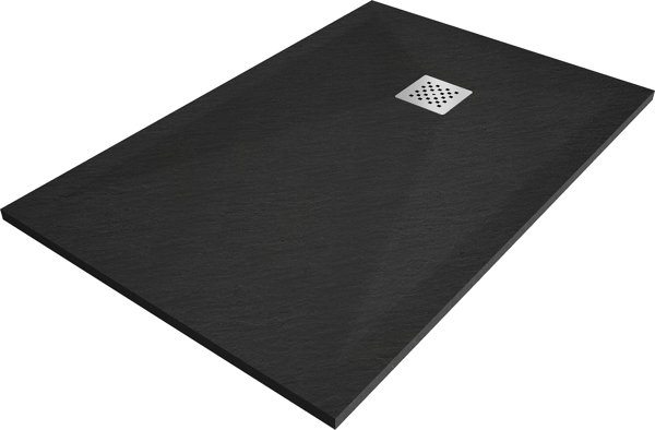 Mexen Stone+ rektangulær kompositbruserbakke 140 x 70 cm, sort - 44707014