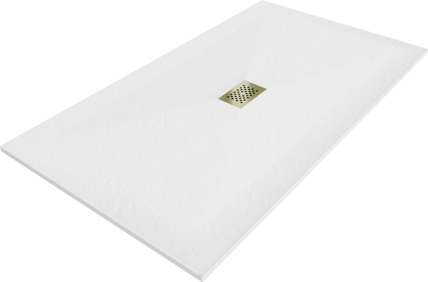 Mexen Hugo rektangulär duschkar SMC 180 x 100 cm, vit, guld lock - 42101018-G