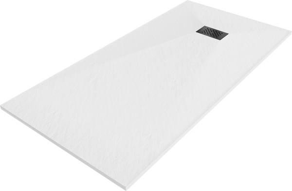 Mexen Hugo rektangulær bruser SMC 170 x 90 cm, hvid, sort dækplade - 42109017-B