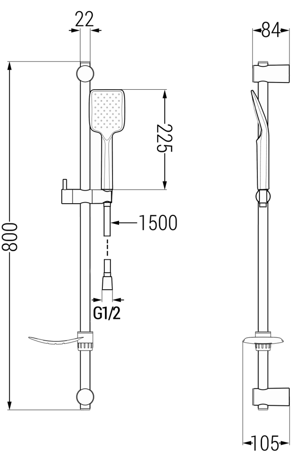 Mexen Lynx DF62 badekarsæt, sort - 745903DF62-70