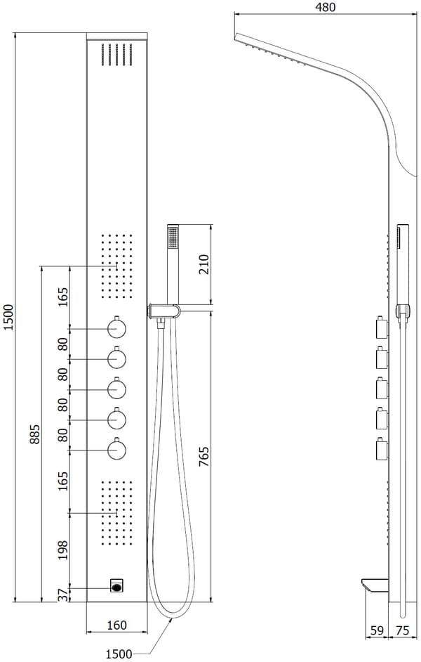 Mexen Timor duschpanel med kran, krom - 7621-04-00