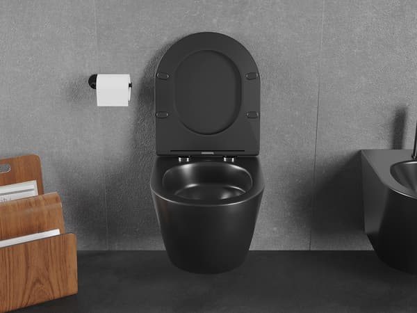 Mexen Lena toiletskål Rimless Tornado, sort mat - 3322XX85T