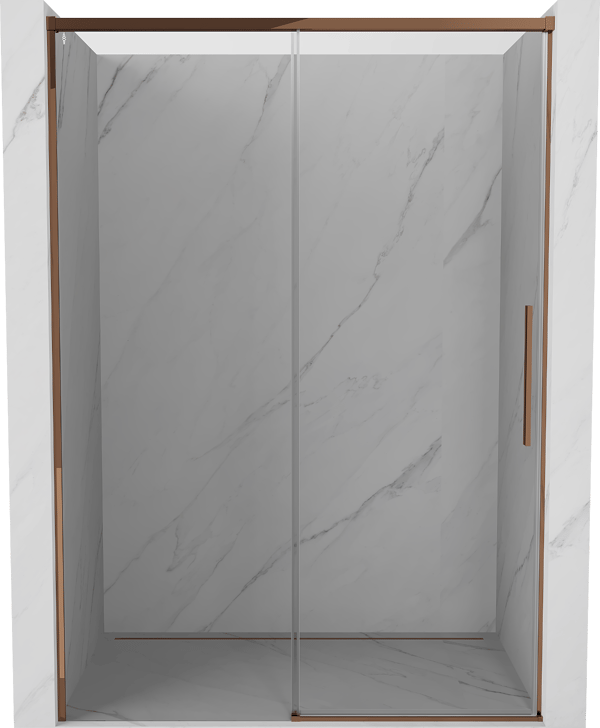 Mexen Rox skydedøre til bruser 150 cm, transparent, rosa guld - 8C2-150-000-60-00