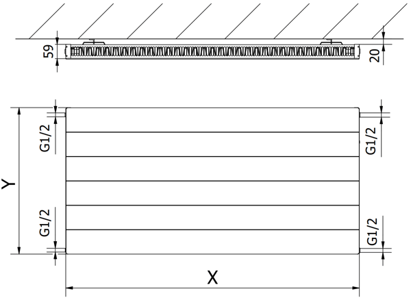 Mexen CL11 Pladeradiator, 300 x 400 mm, sideforbindelse, 182 W, hvid - W411L-030-040-00