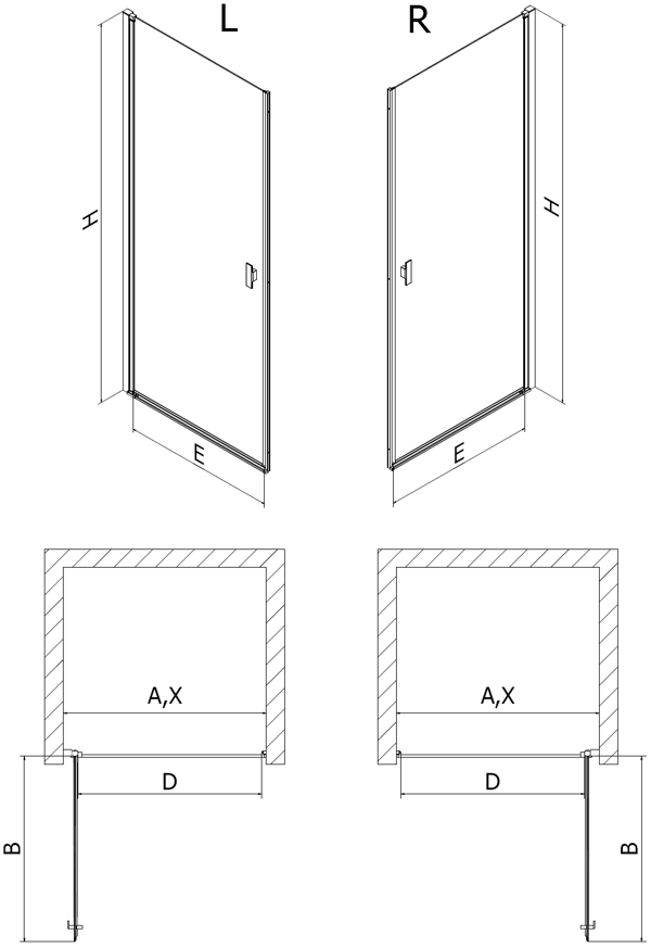 Mexen Mist-B 75 cm hængslet brusedør, transparent, krom - 8A2-075-000-01-00