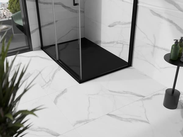 Mexen Stone+ rektangulær kompositbruserkar 90 x 70 cm, sort, sort cover - 44707090-B