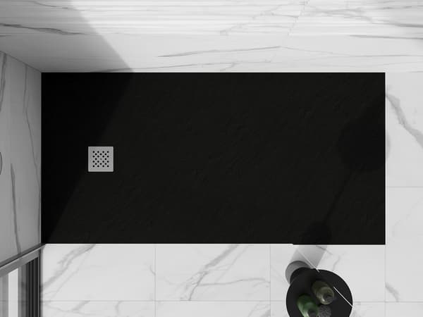 Mexen Stone+ rektangulær kompositbrusebund 160 x 70 cm, sort - 44707016