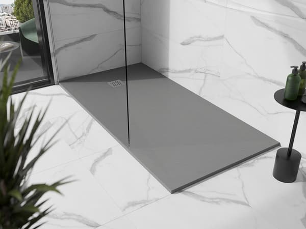 Mexen Stone+ rektangulær kompositbruserbakke 160 x 70 cm, grå-beton - 44617016