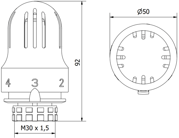 Mexen Uni-Term termostatisk radiatorventil, vit - W908-004-20