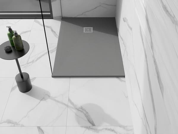 Mexen Stone+ rektangulær kompositbruser 100 x 70 cm, grå-beton - 44617010