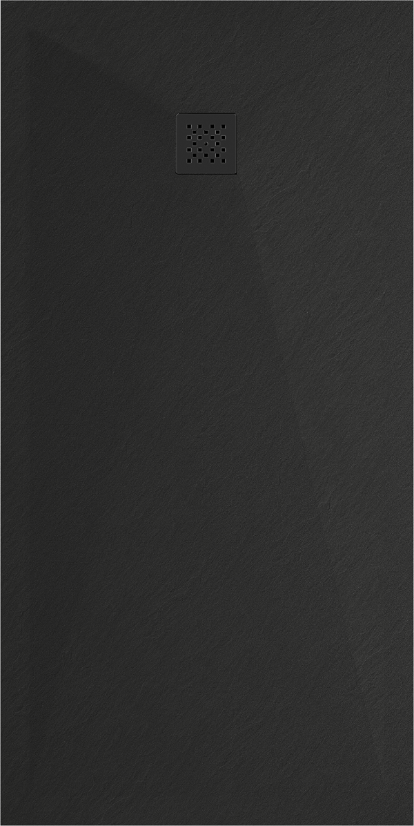 Mexen Stone+ rektangulær kompositbruserbakke 160 x 100 cm, sort, sort dækplade - 44701016-B