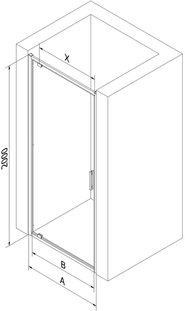Mexen Exo svingbare brusedøre 60 cm, transparent, sort - 8181-060-000-70-00