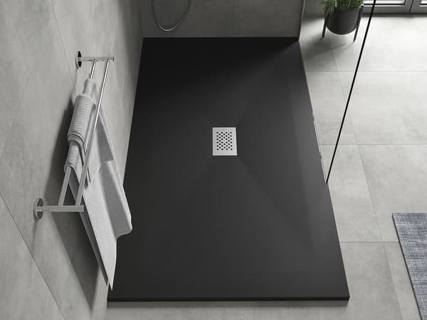 Mexen Hugo rektangulær brusebakke SMC 150 x 100 cm, sort, inox dækplade - 42701015-X