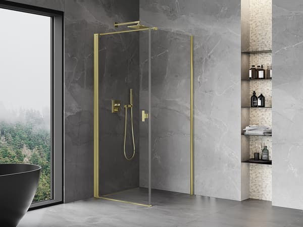 Mexen Mist-B pendelduschkabin 80 x 80 cm, transparent, borstad guld - 8A2T-080-080-55-00