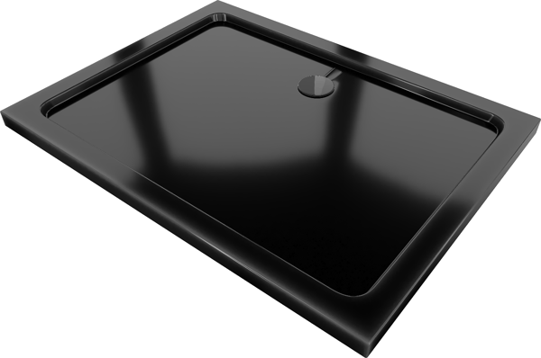 Mexen Flat rektangulær brusebad slim 100 x 90 cm, sort, sort vandlås - 40709010B