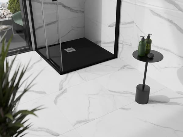 Mexen Stone+ kvadratisk kompositbruser 80 x 80 cm, sort - 44708080