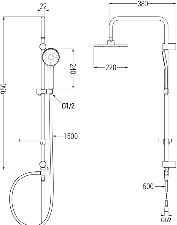 Mexen Carl bruserkolonne, krom - 78240-70