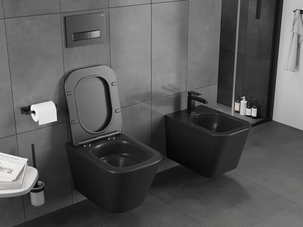 Mexen Teo Rimless Tornado toiletskål, sort mat - 3385XX85T