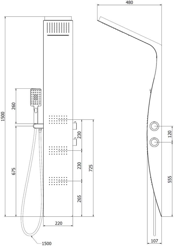 Mexen Bali brusepanel, sort/hvid - 7622-03-71