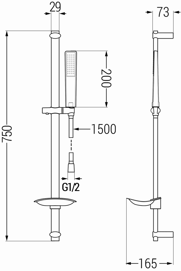 Mexen Sabre DB72 badkar set, krom - 72103DB72-00