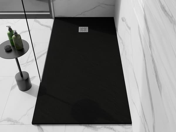 Mexen Stone+ rektangulær kompositbruserbakke 180 x 100 cm, sort - 44701018