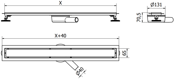 Mexen Flat 360° M18 drejebar lineær afløb 100 cm, sort - 1723100-40
