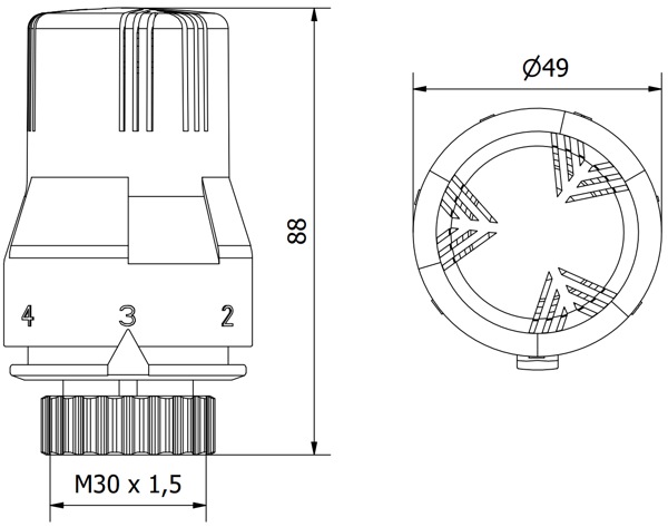 Mexen Uni-Term termostatventil til radiator, sort - W908-002-70