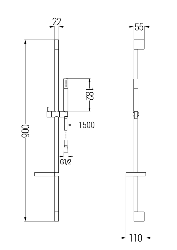 Mexen Zero DS70 badekar sæt, krom - 71103DS70-00
