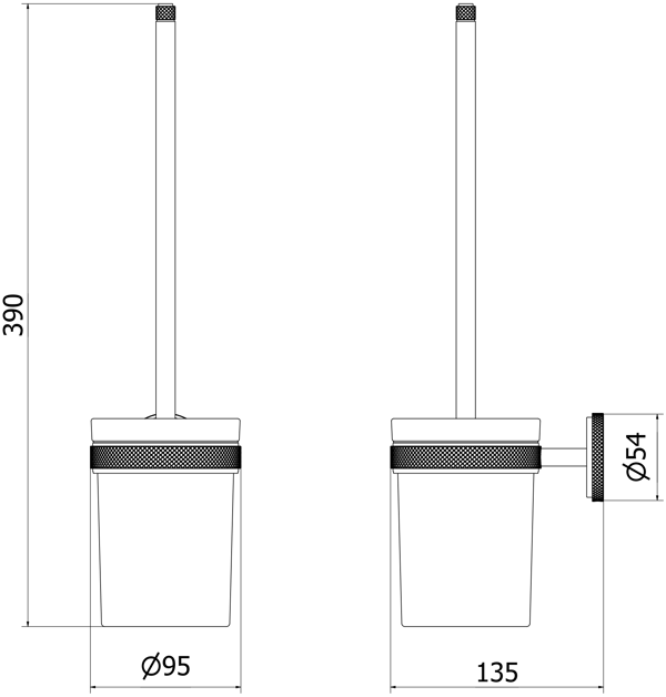 Mexen Gravo toiletbørste, sort krom - 70A93071-73