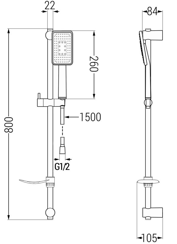 Mexen Alfa DF54 duschset, vit/krom - 745714DF54-02