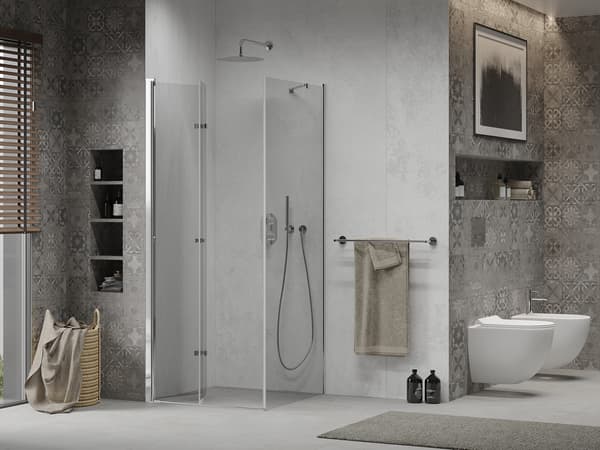 Mexen Lima vikduschkabin 80 x 80 cm, transparent, krom - 856-080-080-01-00