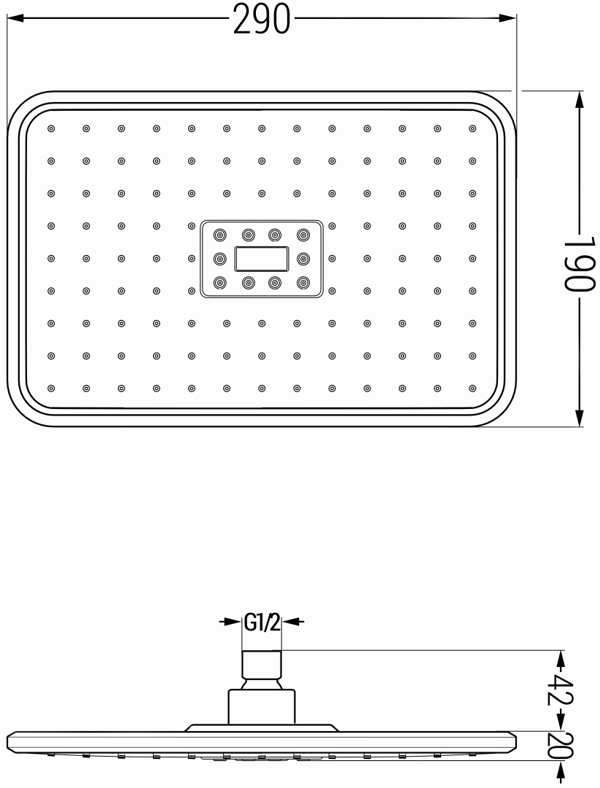 Mexen D-54 regnbruser 29x19 cm, sort/krom - 79754-71