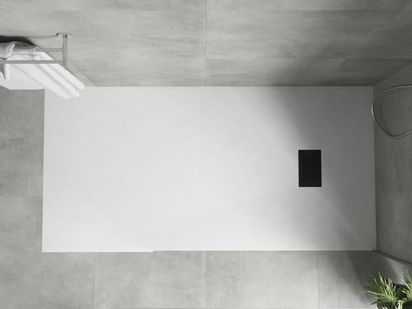 Mexen Hugo rektangulær bruser SMC 170 x 90 cm, hvid, sort dækplade - 42109017-B