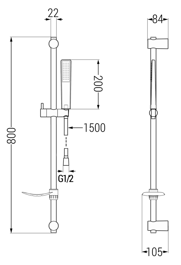 Mexen Alfa DF72 badekarssæt, sort - 745703DF72-70