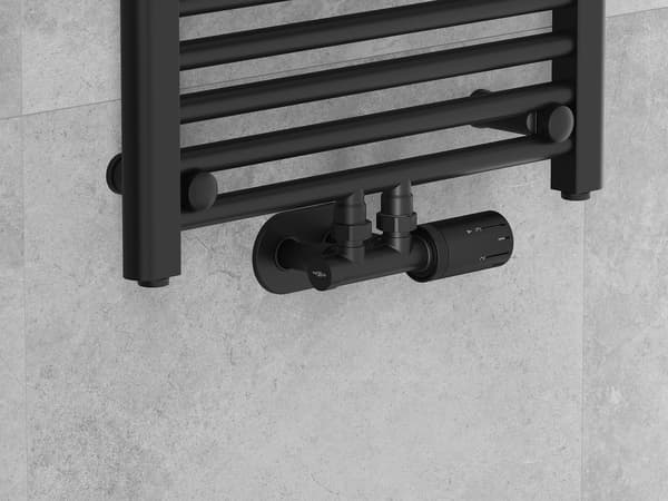 Mexen G05 vinklet termostat sæt, Duplex, DN50, sort - W907-958-70
