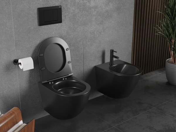 Mexen Lena toiletskål Rimless Tornado, sort mat - 3322XX85T