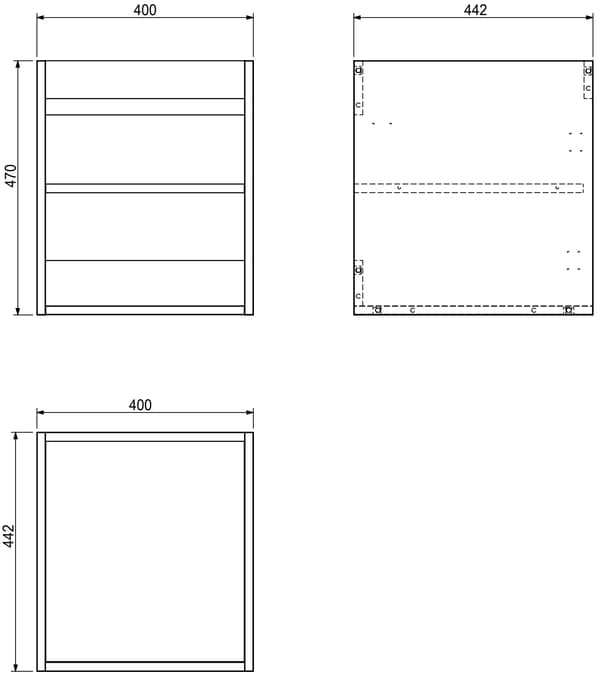 Mexen Box-A korpus til håndvaskunderskab 40 cm, mat sort - 91AX1-0400-470-1-71