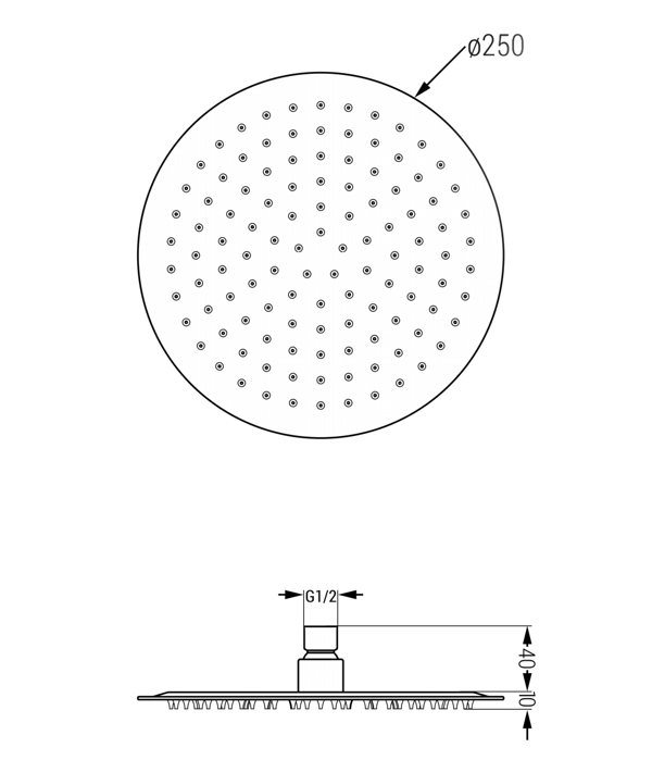 Mexen Slim regnbruser 25 cm, krom - 79225-00