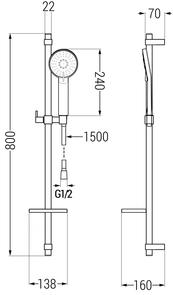 Mexen Zero DQ40 duschset, guld - 71114DQ40-50