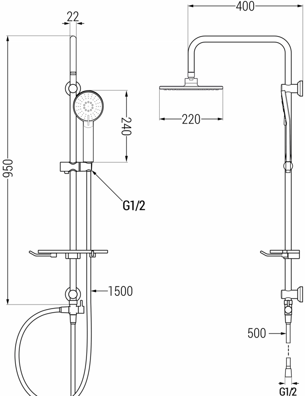 Mexen T40 brusekolonne, sort - 798404093-70